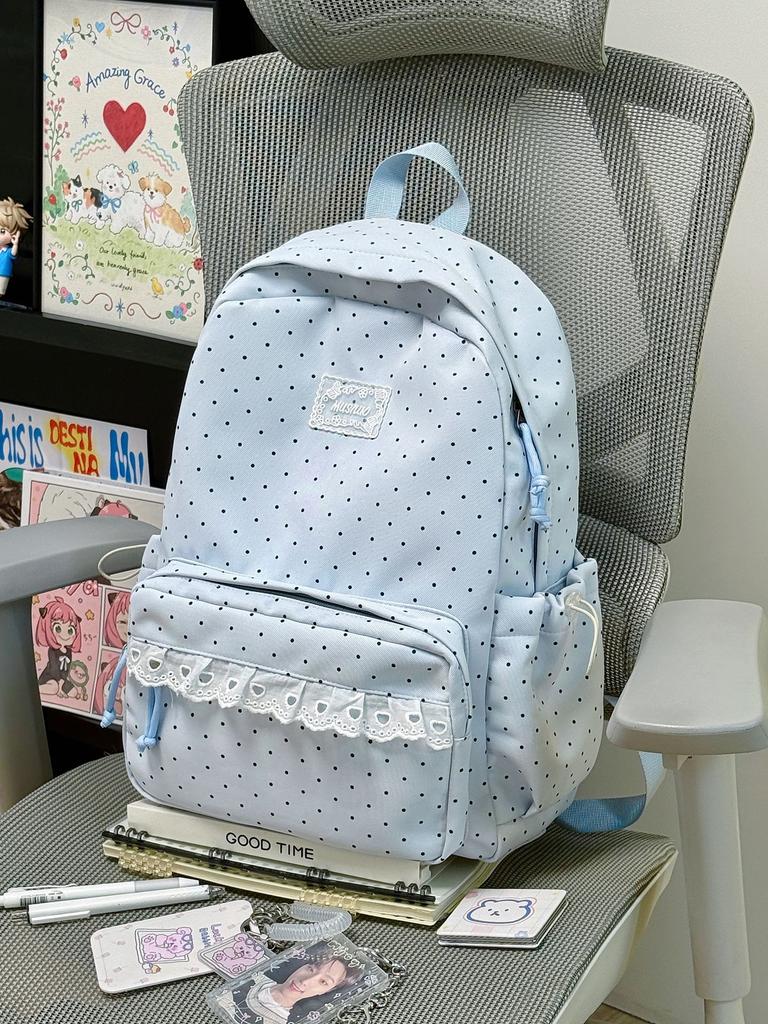 Ghiozdan Coreean ins Stil Colegiu Buline Valoare Ridicată Rucsac Elev Școală Medie Stil Dulce Dantelă Fată Moale Rucsac de Călătorie