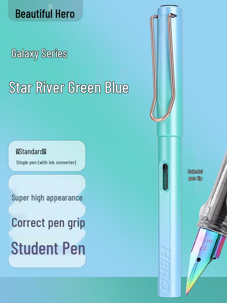Penna stilografica HERO 1359 Schiuma Estiva - Cielo Stellato, Extra Fine per Studenti di Terza Elementare