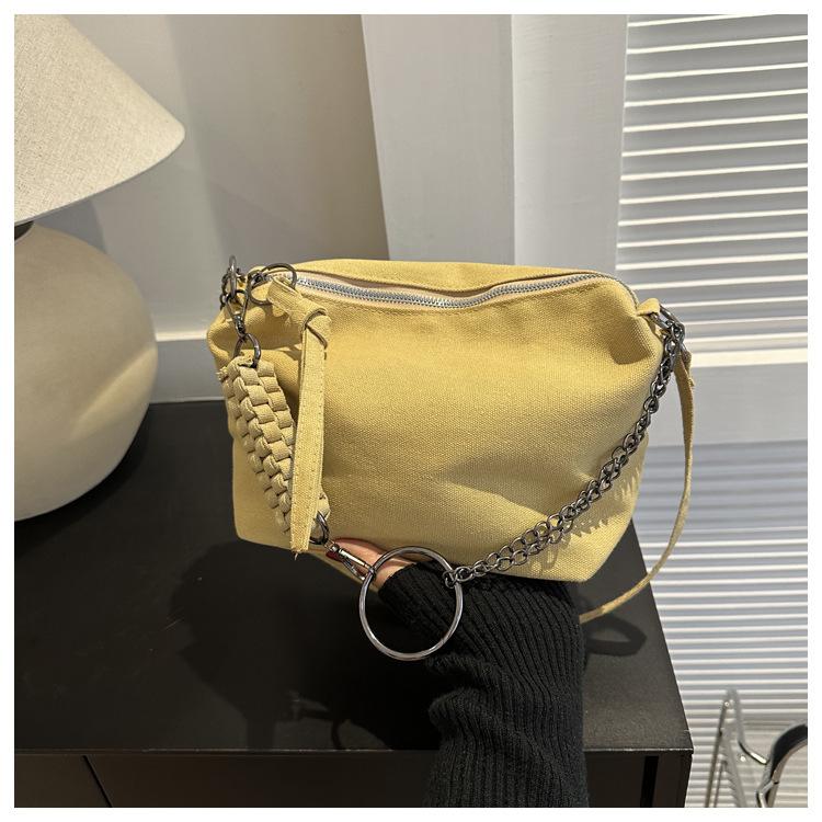 

Простой персонализированный холщовый 2025 новый однотонный большой вместимости досуговый трендовый мессенджер на цепочке через плечо модный легкий хаки