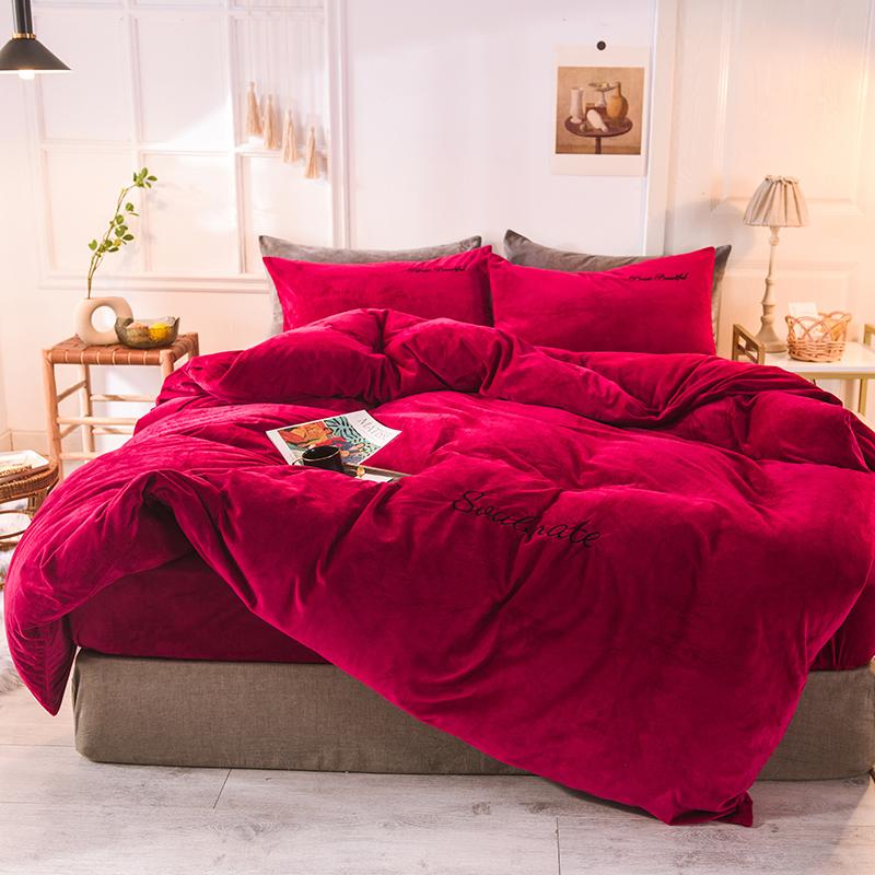 WOSTAR Winter warm milk velvet duvet cover 220x240 bedding set couple luxury double bed quilt cover twin full queen king size