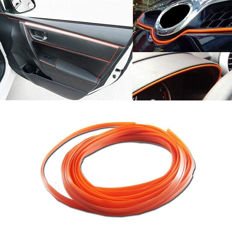 Orange 5M Car Interior Door Crack Edge Line Insert Molding Trim Strip Decor