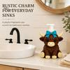 Durable Soap Dispenser Highland Cow Dispenser, Pink Bow Cattle Refillable Hand Empty Bottle, Plastic Pump Bottle for Bathroom, Housewarming