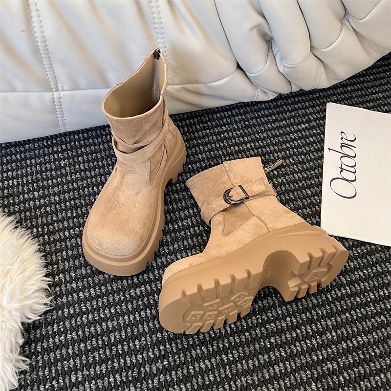 

Retro thick-soled heightening boots women s 2025 autumn new versatile and thin short boots British wind locomotive Martin boots 35 хаки