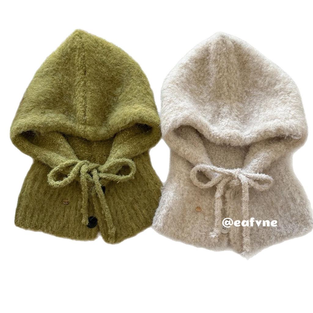 Han Dan~ Lazy circle hair hooded shawl integrated balaclava hat women's autumn and winter niche warm knitted hat