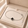 Women' Silver Bracelet 925 Silver Onyx Clover Italian Diamond