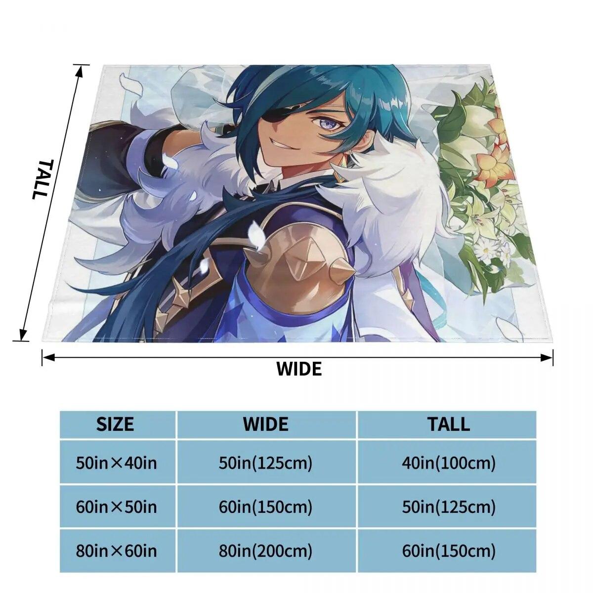 

Kaeya Genshin ударопрочные шерстяные одеяла аниме креативное одеяло для дивана постельное белье гостиная 125*100 см покрывало 75x100cm 30x40in