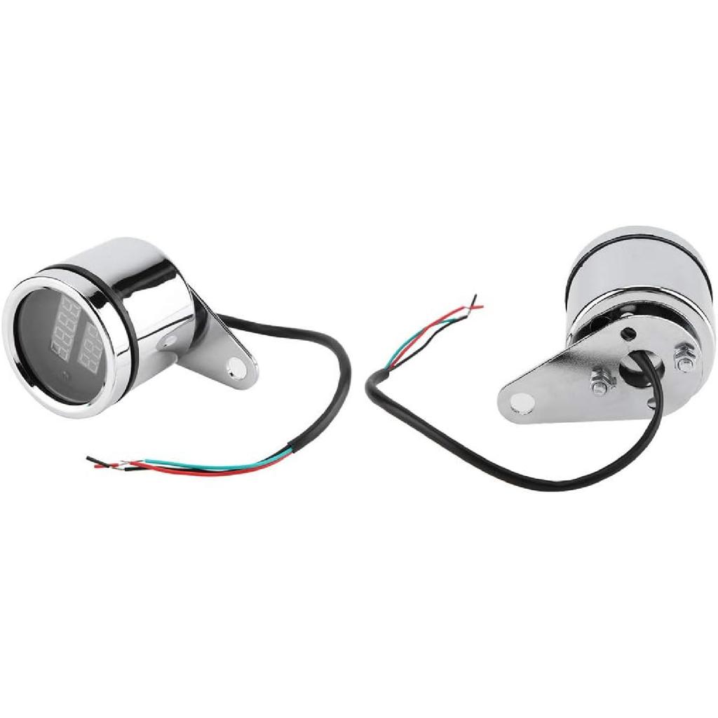 Mini Motorcycle Tachometer,Motorcycle Mini Tachometer Red Backlight,Motorcycle Tach Led Rpm Gauge Tachometer,2 in 1 Motorcycle Led Digital Voltmeter