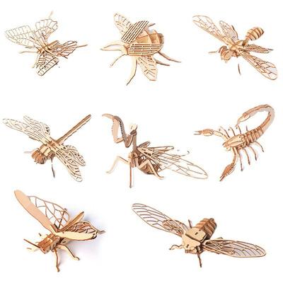 Rimikuru 3D Insect Wooden Puzzle Set, Colorless, DIY Crafts, Kids Toy, Educational Toy, Model Bug