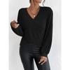Autumn Winter Niche V-neck Cross Pullover Long Sleeved T-Shirts Women’s