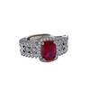 Advanced Sense Cultivation Ruby Ring Feminine Style Engraved Rhombus Sapphire Open Ring
