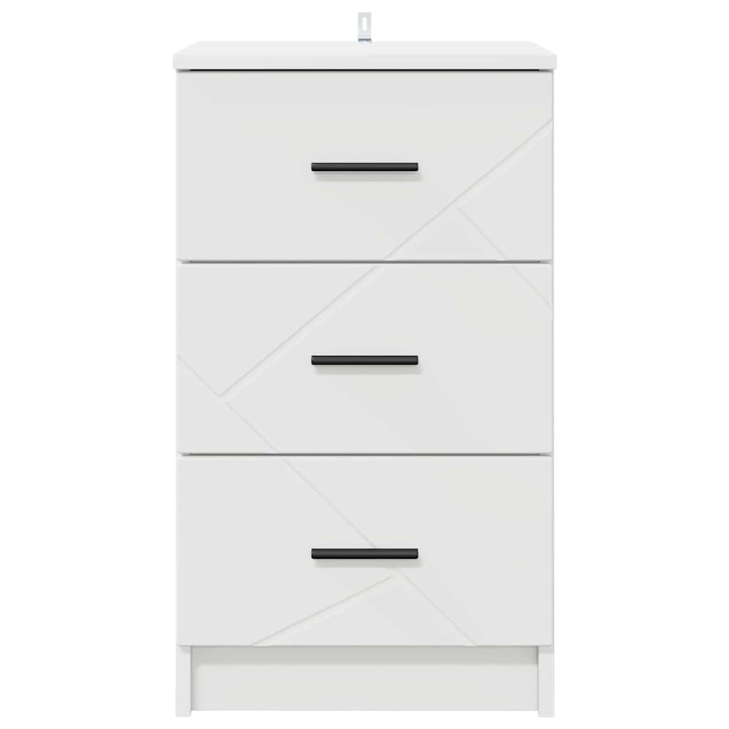 Nightstand with Drawers White 38 x 38 x 66 cm Engineered Wood