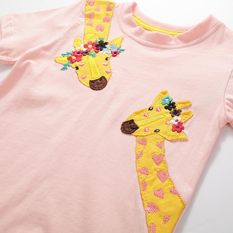 Spring & Summer Girls' Cute Embroidered T-Shirt - Short-Sleeve Baby Top