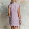 Women Stand Collar Half Zip Sleeveless Loose Fit Casual Vacation Dress Lightweight Relaxed Style