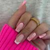 White Pink Floral French Nail Art Stickers - Wearable Nail Pieces