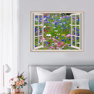 Pittura Diamante 5D Fai da Te Scena Finestra Ricamo Punteggio Completo Rotondo Punto Croce Fiore Strass