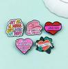 Pink Heart Hat Brooch with Classic English Quotes, Metal Badge for Clothing & Backpacks - Available Now