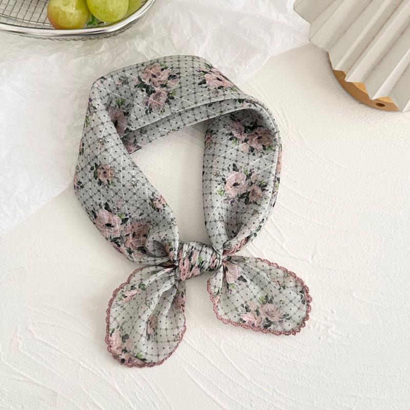 Silk scarf new retro literary cotton and linen square scarf decorative scarf floral headscarf headband multi-purpose scarf small shawl