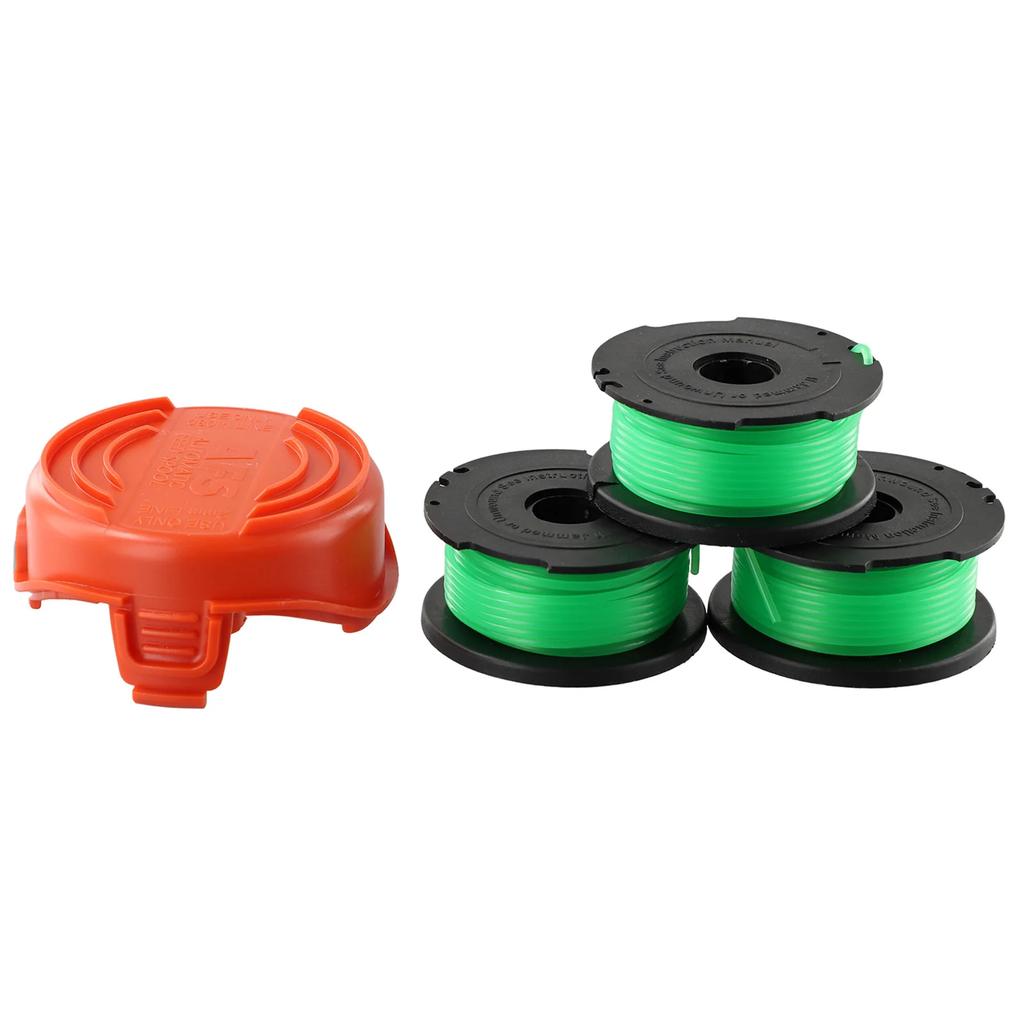 3pcs Trimmer Spool Line + Cap For Black & Decker GL7033 GL8033 GL9035 A6482 Lawn Mower String Garden Power Tool Accessories