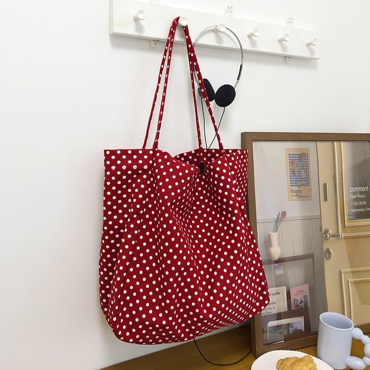 Gepunktete lässige Canvas-Tragetasche Damen Schulter-Achseltasche
