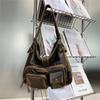 Ladies Washed Y2K Spice Girl Locomotive Bag Multi-Pocket Japanese And Korean Trend Shoulder Bag