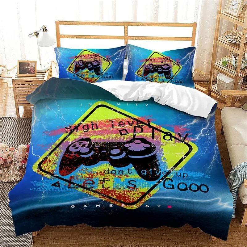 Game Bedding Set for Children and Boys, Handle controller Duvet Cover Sets, Twin, Full, Queen, King Bedroom Set gaming for teen
