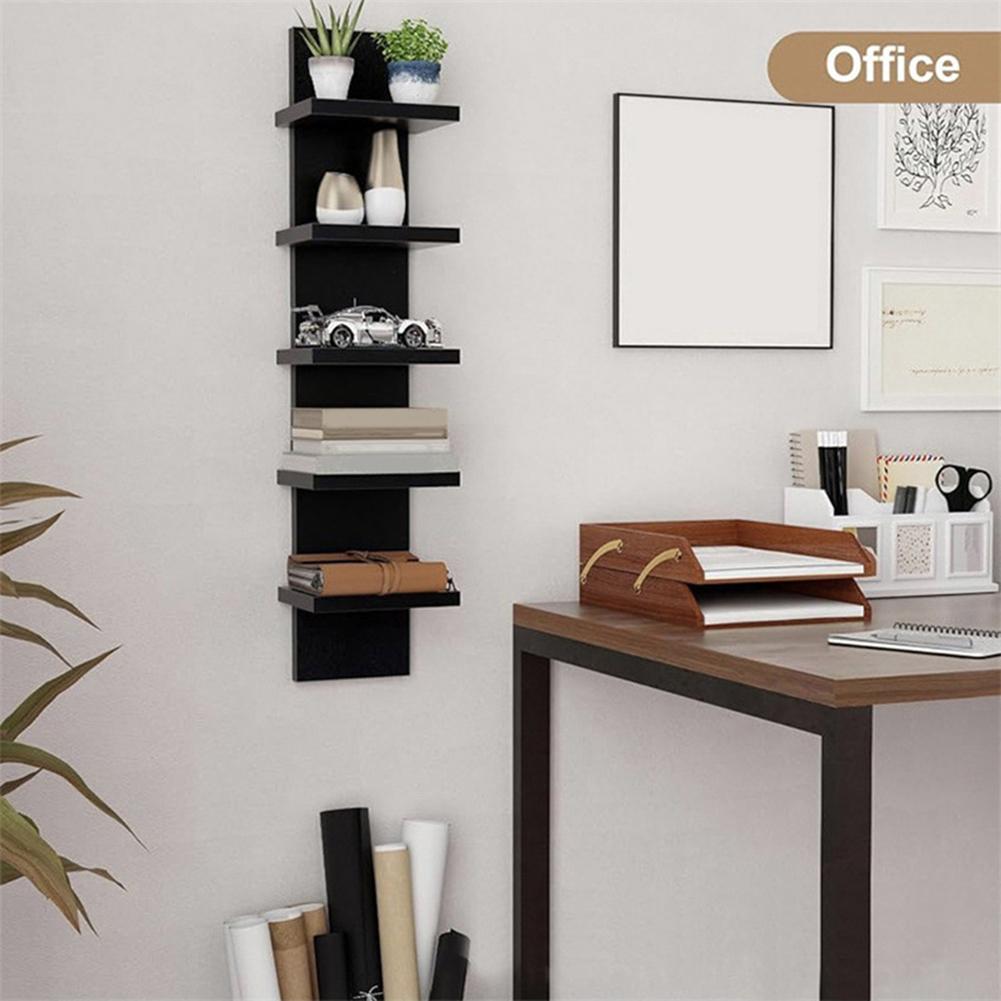 Libreria da Parete a 5 Piani Mensole Galleggianti Scaffale in Legno Decorazione per Bagno Scaffale Portaoggetti Spesso da Parete Organizzatore per Cucina