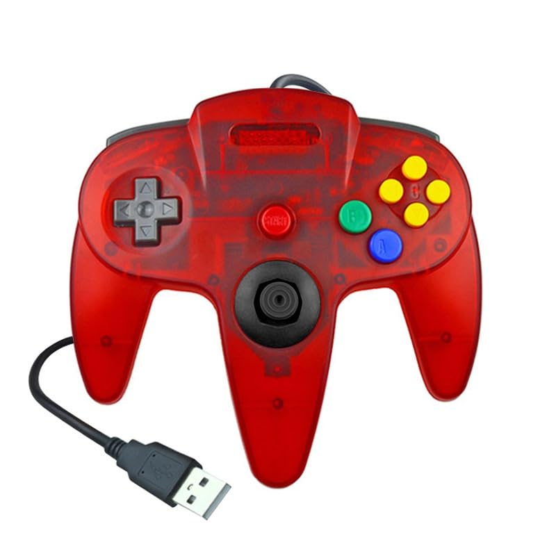 

SRPJ N64 Style Controller Wired USB Gamepad Joypad Controller Retro Game Classic for Windows Mac Raspberry Pi Red (Clear [600078])