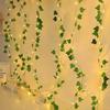 Cross-Border LED Golden Leaf String Lights - Christmas Green Vine with Luminous Leaves
