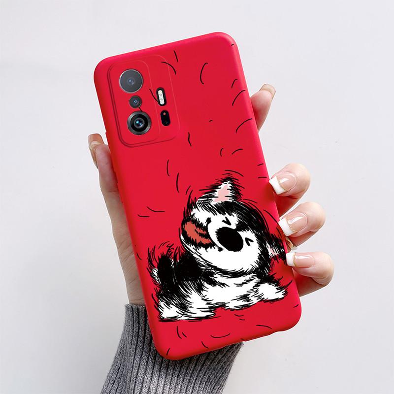 Handyhülle Für Xiaom Mi 11T 11 T Pro Funda Niedliche Katze Cartoon Hund Fuchs Hülle Xiaomi 11T Mi11T Pro Matte Weiche TPU Rückseite Bumper