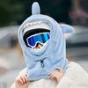 Women Winter Hat Full Protection Cartoon Shark Shape Thickened Plush Drawstring Adjustment Windproof Warm Outdoor Skiing Cap