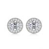 Womens Sterling Cubic Zirconia Stud Earrings Full Pave Round Design Elegant Daily Wear Jewelry