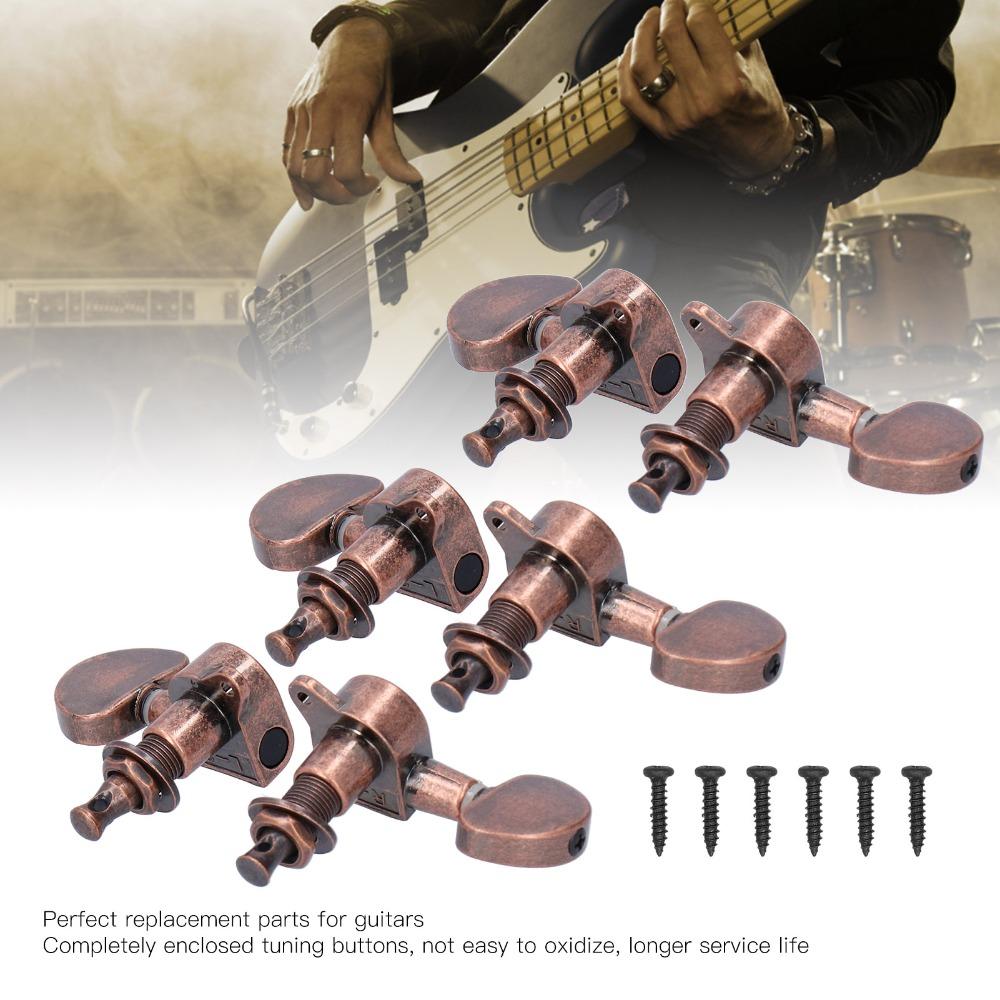 Copper Color Guitar Locking Tuners 3 Left 3 Right Guitar Head Knobs Guitar Replacement