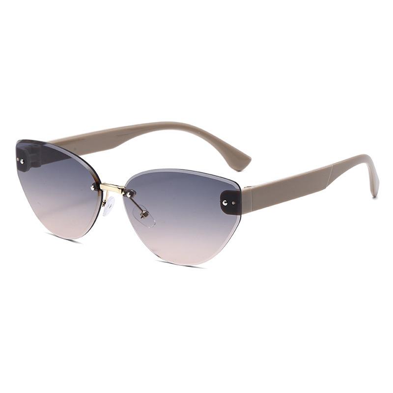 Sonnenbrille Damen Günstig Hochwertig Katzenauge Faltenmindernd Mode Rahmenlos Beschnitt Beliebter Trend