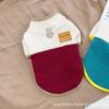 Stand-up collar lamb wool pet clothes autumn and winter dog cat clothes splicing color contrast anti-hair loss teddy bear