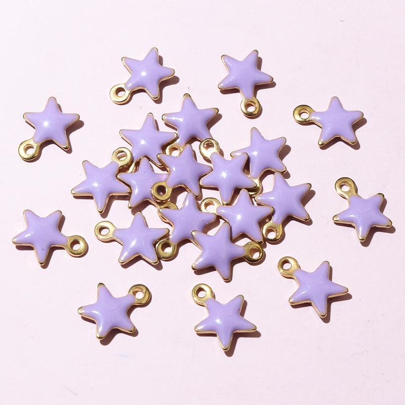 20pcs 10x8mm Enamel Small Star Charms Pendant Stainless Steel DIY Jewelry Making Accessories Findings for Bracelet Earrings