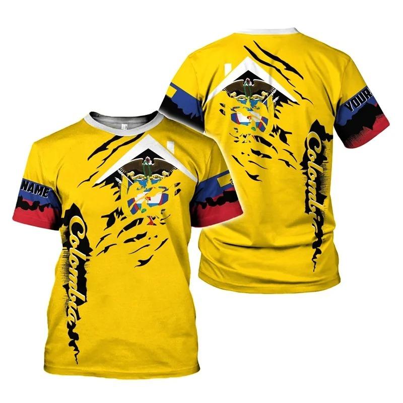 Full Print Colombia Flag Graphic Tshirts For Men New In Casual Crew Neck Short Sleeve T Shirt Streetwear Men's Oversized Tees