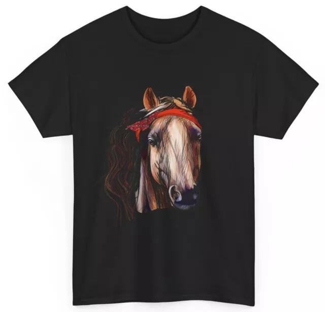 

Horse Shirt Horse Face with Bandana Equestrian Horseback Riding Lovers Tshirt Unisex T-Shirt XXL