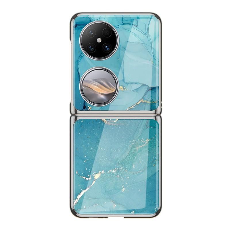 Premium Electroplated Glass Phone Case Pocket 2 With Marble Crack Design Hard Shell Cover
