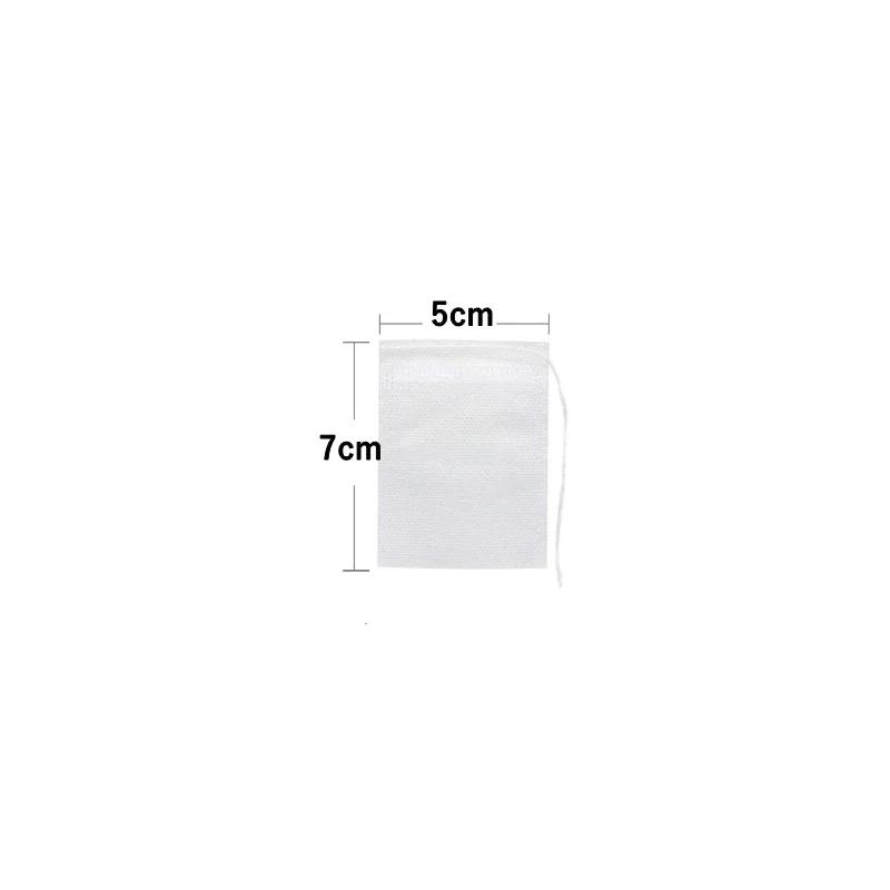 100pcs Disposable Tea Bags Non-woven Fabric Tea Filter Bags with Drawstring Filter Paper Teabags for Loose Leaf Tea Herb Teaware