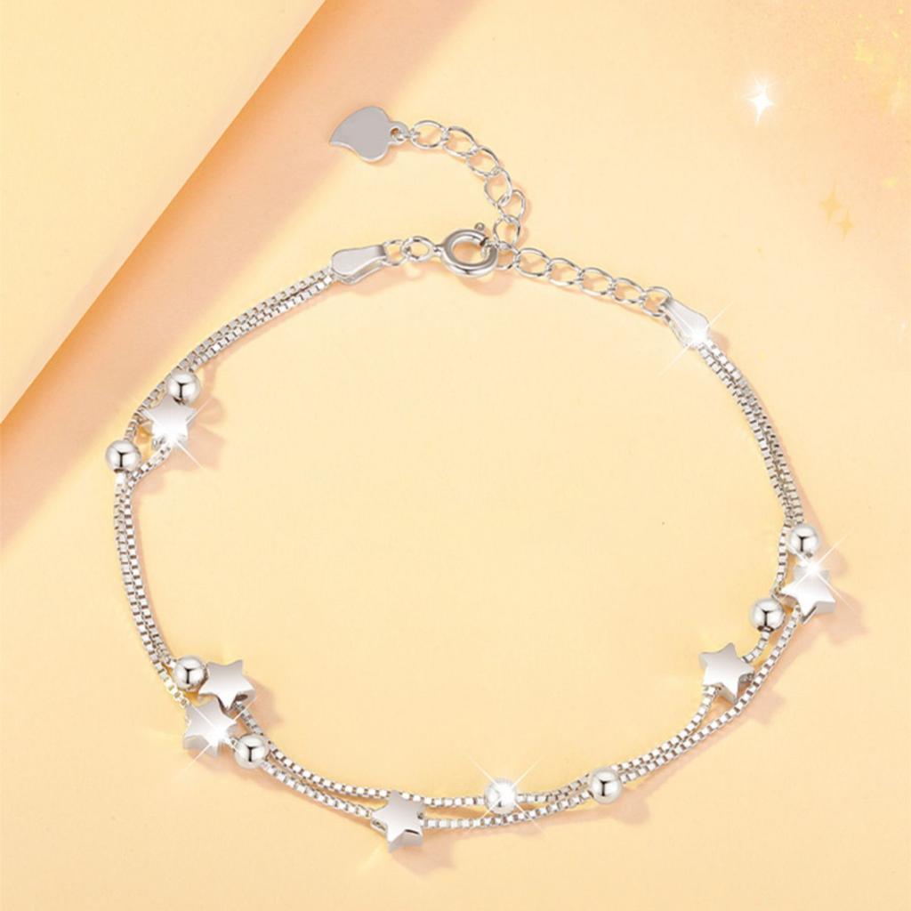 925 Silver Blue White Crystal Bracelets For Women Luxury Sparkling Double Layer Star Bracelets Elegant Jewelry