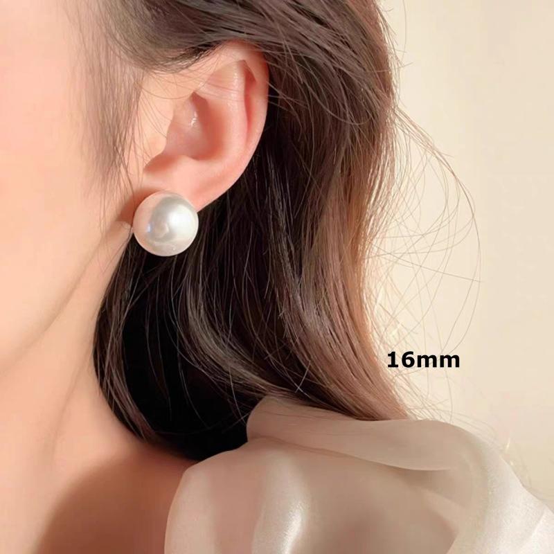 Cherry blossom powder steamed bread pearl stud earrings temperament advanced sense silver bread beads earrings temperament versatile earrings