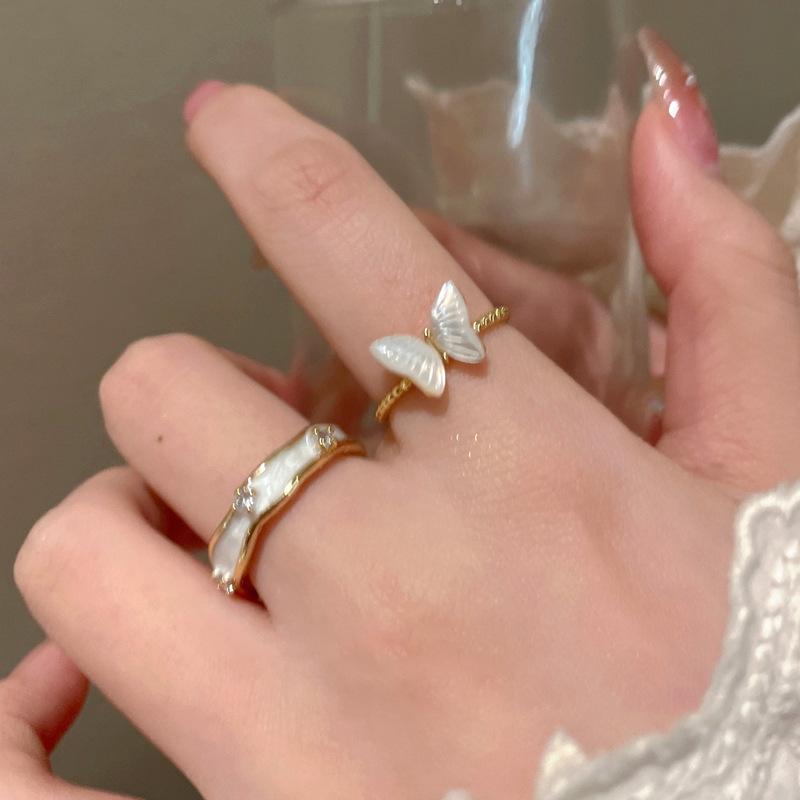 Zircon Drop Oil Round Open Ring Fashionable Light Luxury Exquisite Index Finger Ring Niche Versatile High-end Jewelry