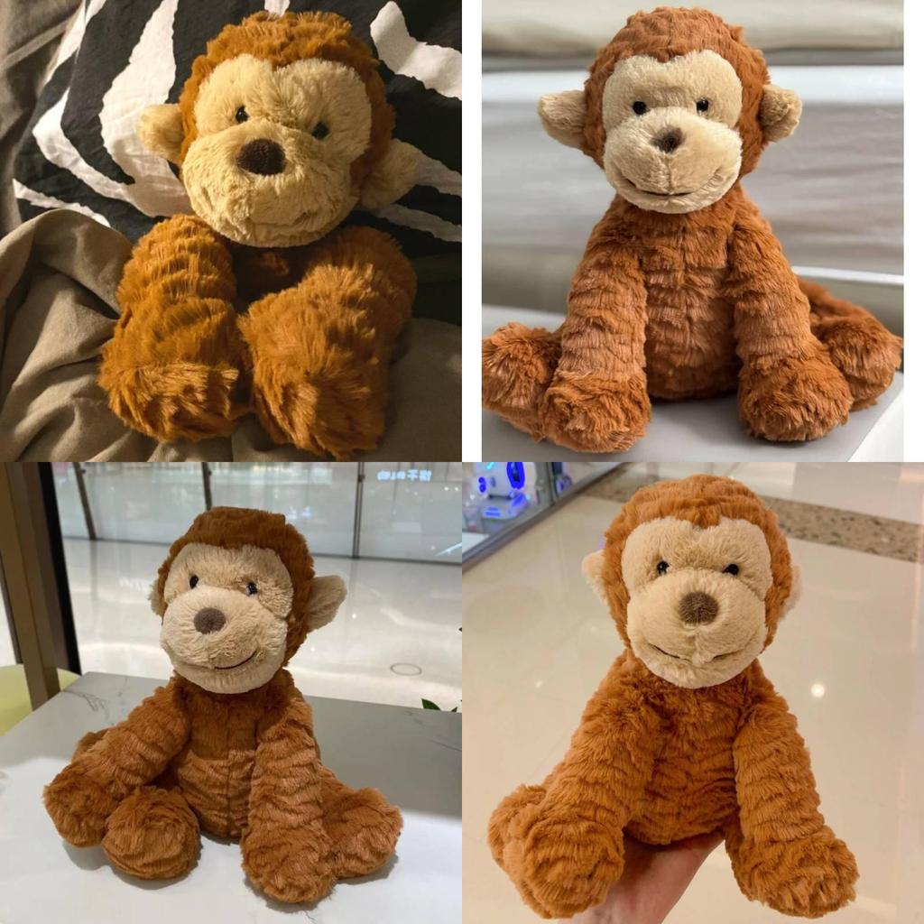 Peluche Jellycat Fuddlewuddle Monkey con morbido pelo corto, ideale come regalo per adolescenti.