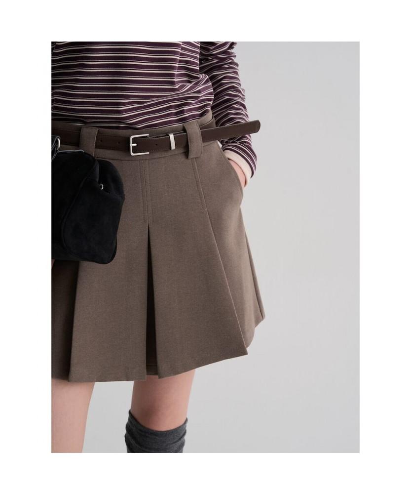 8SECONDS Suede Belted Skirt Beige
