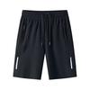 Men Sport Shorts Solid Color Straight Elastic Waist Casual Daily Wear Plus Size Zipper Pockets Retro Thin Knee Length Summer Shorts Men Clothes