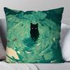 Interesting Black Cat Flower Pillow Case Fashion Square Pillowcase Bedroom Sofa Room Ins Decoration Leisure