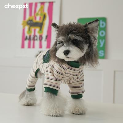 Roupa de cachorro filhote outono e inverno básica listrada de quatro patas camisa de base punhos elásticos do que urso teddy roupa de estimação