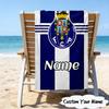 1PC Custom Name Beach Towel Porto Love Crest Beach Towel, Suitable for Camping, Travel, Beach Accessories, Super Absorbent, Family Gift