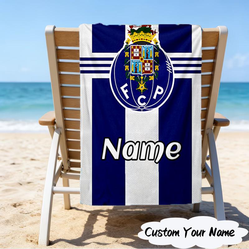1PC Custom Name Beach Towel Porto Love Crest Beach Towel, Suitable for Camping, Travel, Beach Accessories, Super Absorbent, Family Gift