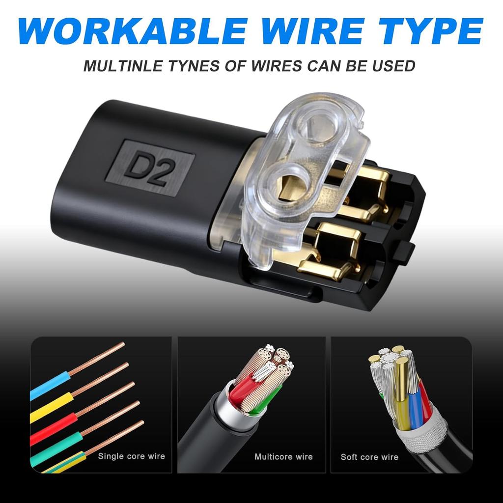 50/1pcs Double-Wire Plug-in Connector with Locking Buckle Pluggable LED Wire Connector 2 Pin 2 Way Universal Compact Wire